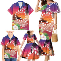 Kia Orana Cook Islands Family Matching Mermaid Dress and Hawaiian Shirt Sunset Dream LT7 - Polynesian Pride