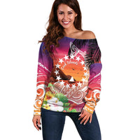 Kia Orana Cook Islands Off Shoulder Sweater Sunset Dream LT7 Women Art - Polynesian Pride