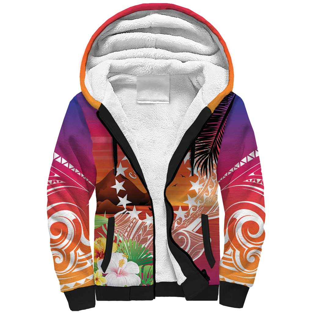 Kia Orana Cook Islands Sherpa Hoodie Sunset Dream