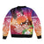Kia Orana Cook Islands Sleeve Zip Bomber Jacket Sunset Dream
