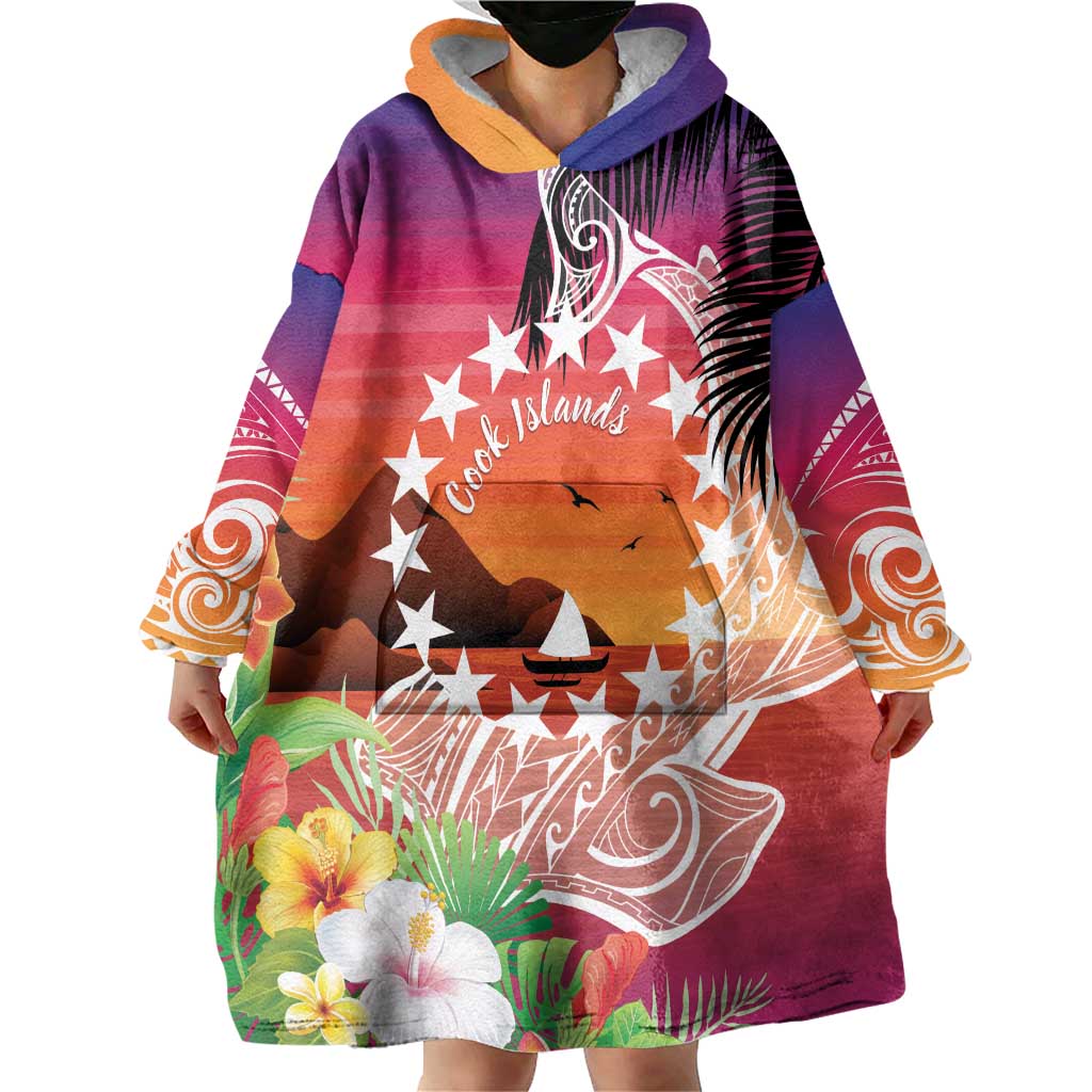 Kia Orana Cook Islands Wearable Blanket Hoodie Sunset Dream