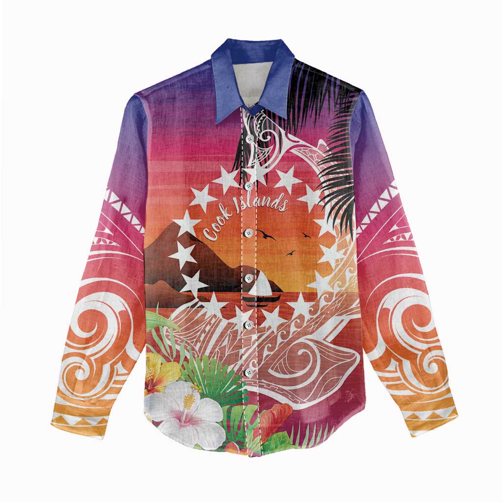 Kia Orana Cook Islands Women Casual Shirt Sunset Dream LT7 - Polynesian Pride
