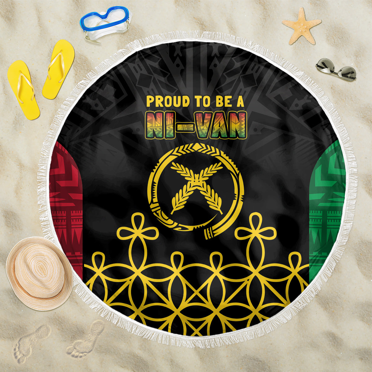 Vanuatu Indipendens Dei Beach Blanket Tribal Sand Drawing