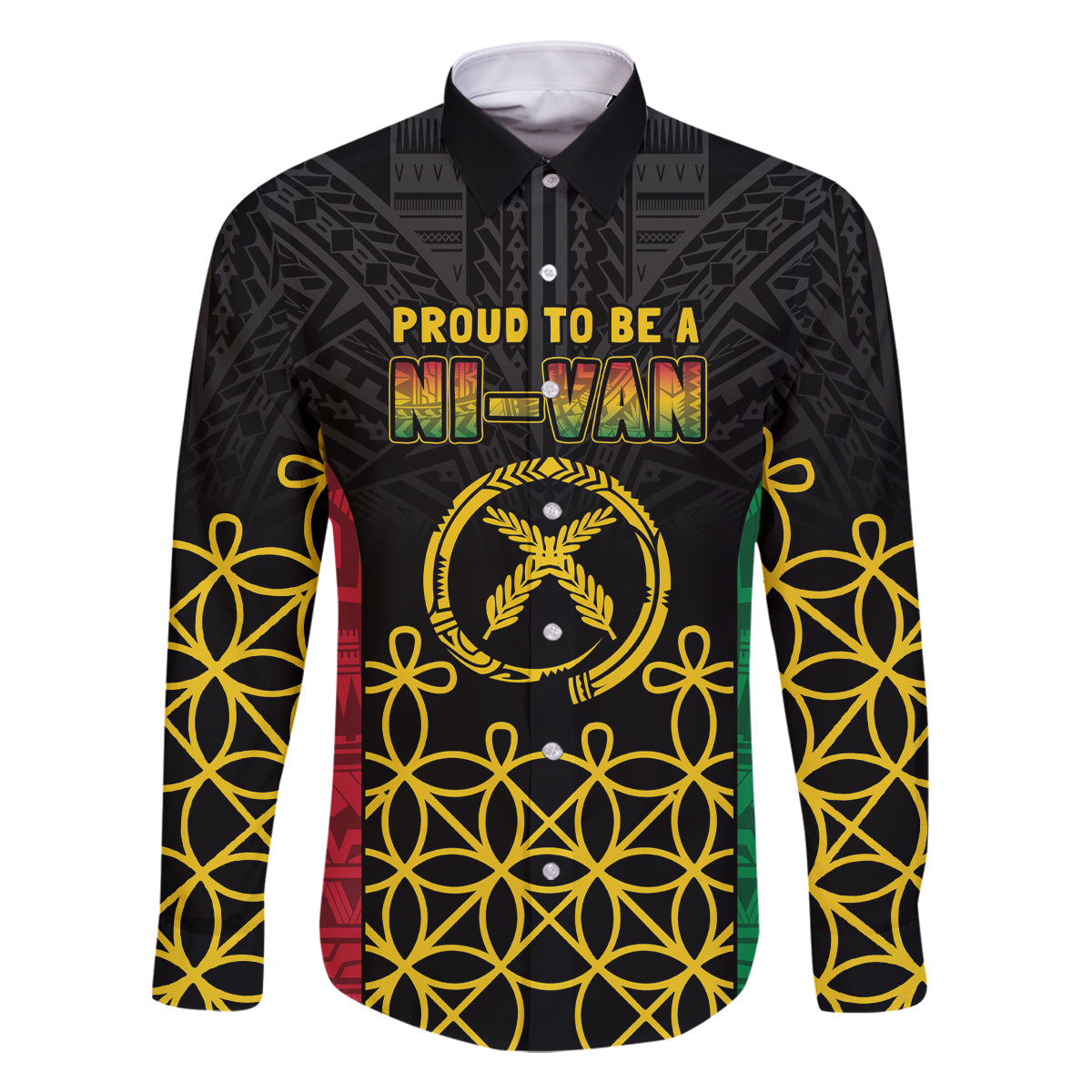 Vanuatu Indipendens Dei Family Matching Long Sleeve Bodycon Dress and Hawaiian Shirt Tribal Sand Drawing LT7 Dad's Shirt - Long Sleeve Colorful - Polynesian Pride