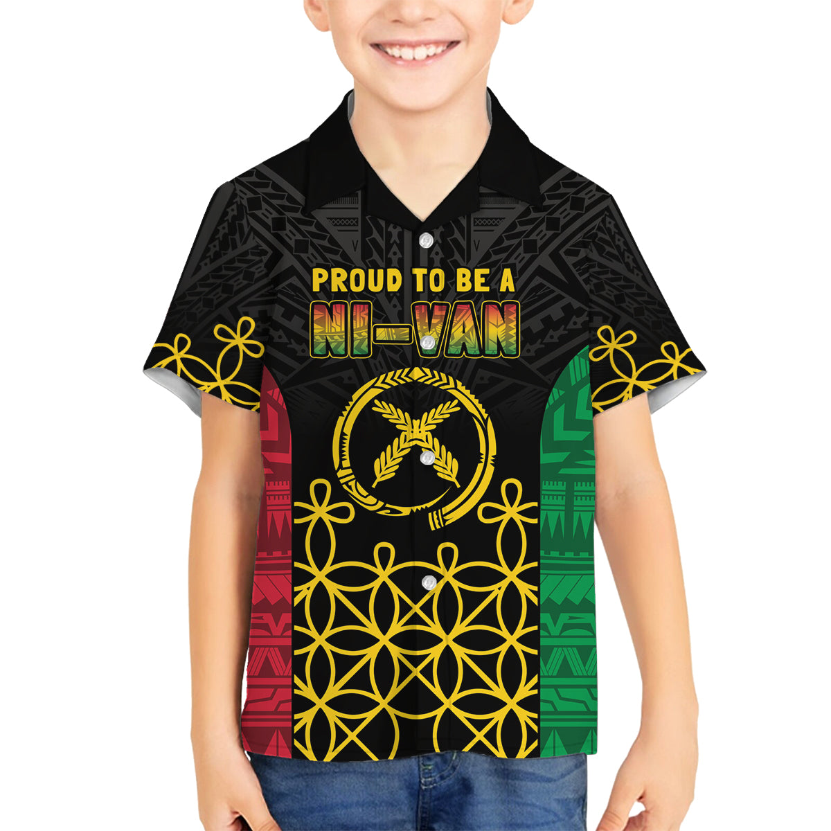 Vanuatu Indipendens Dei Family Matching Long Sleeve Bodycon Dress and Hawaiian Shirt Tribal Sand Drawing LT7 Son's Shirt Colorful - Polynesian Pride