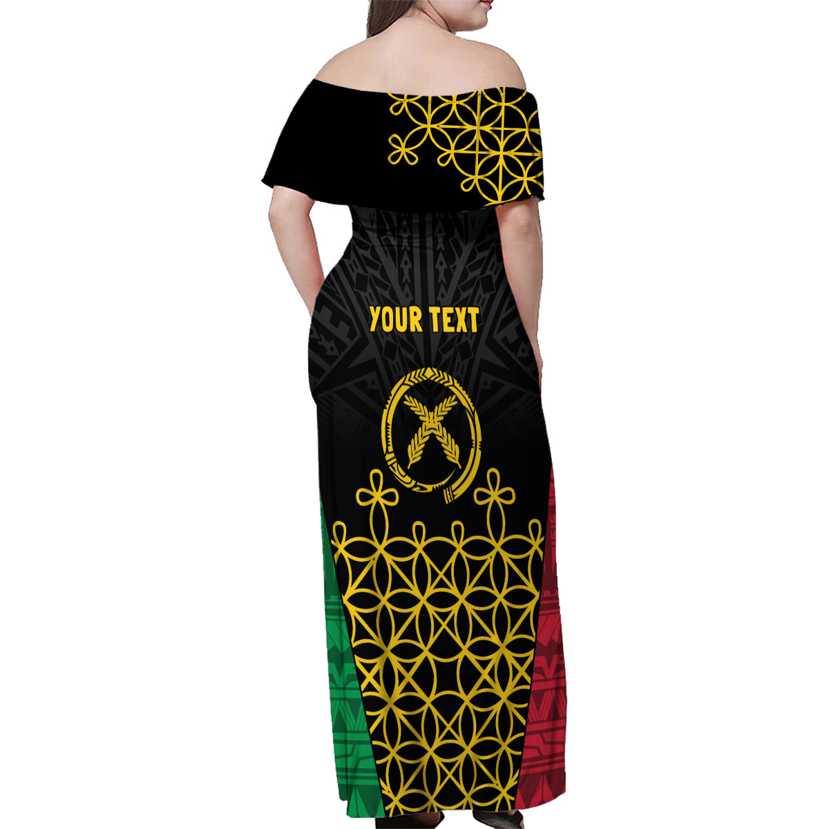 Vanuatu Indipendens Dei Family Matching Off Shoulder Maxi Dress and Hawaiian Shirt Tribal Sand Drawing