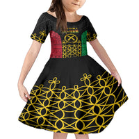 Vanuatu Indipendens Dei Family Matching Short Sleeve Bodycon Dress and Hawaiian Shirt Tribal Sand Drawing LT7 Daughter's Dress Colorful - Polynesian Pride
