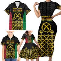 Vanuatu Indipendens Dei Family Matching Short Sleeve Bodycon Dress and Hawaiian Shirt Tribal Sand Drawing LT7 - Polynesian Pride