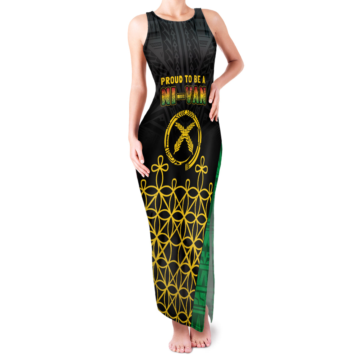 Vanuatu Indipendens Dei Family Matching Tank Maxi Dress and Hawaiian Shirt Tribal Sand Drawing