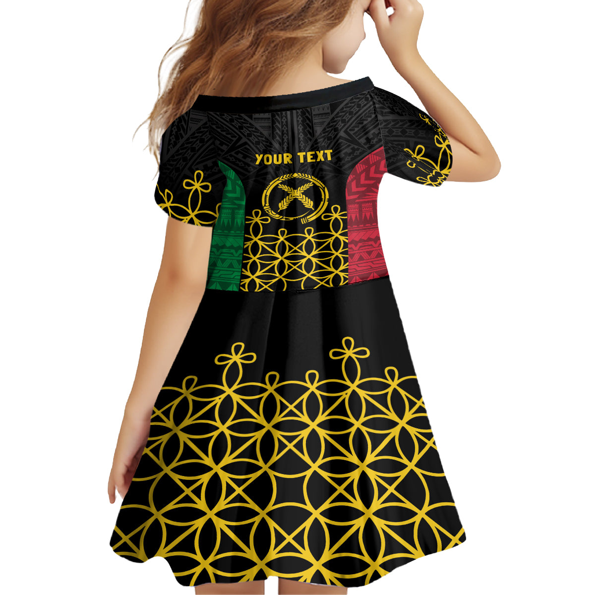 Vanuatu Indipendens Dei Kid Short Sleeve Dress Tribal Sand Drawing