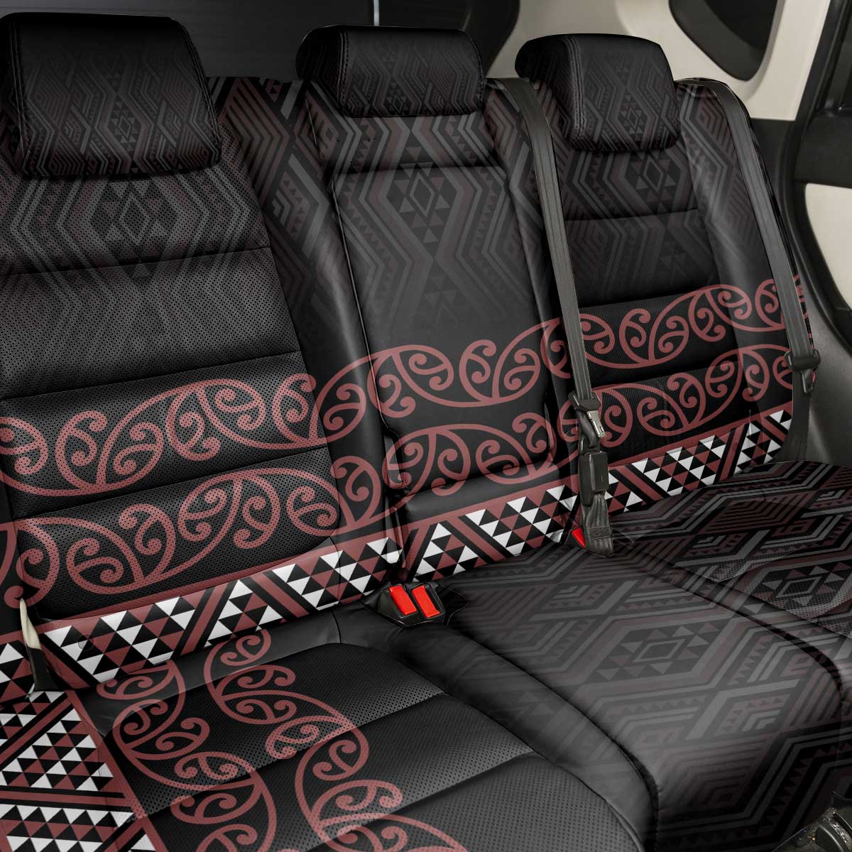Maori Taniko Patterns Back Car Seat Cover Brown Niho Taniwha Mix Paatiki Motifs