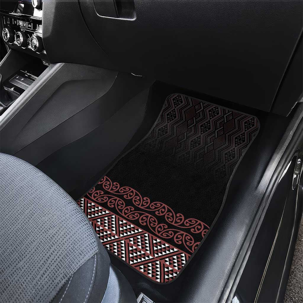 Maori Taniko Patterns Car Mats Brown Niho Taniwha Mix Paatiki Motifs