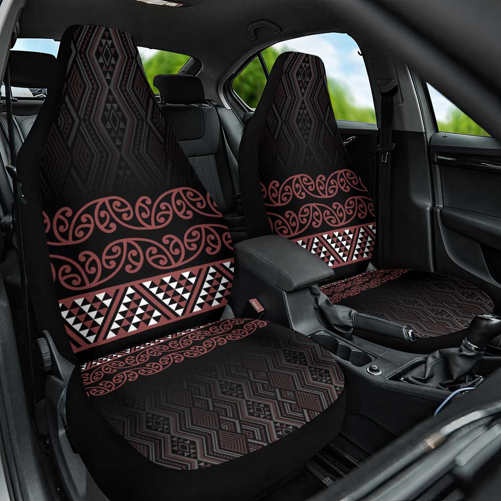 Maori Taniko Patterns Car Seat Cover Brown Niho Taniwha Mix Paatiki Motifs