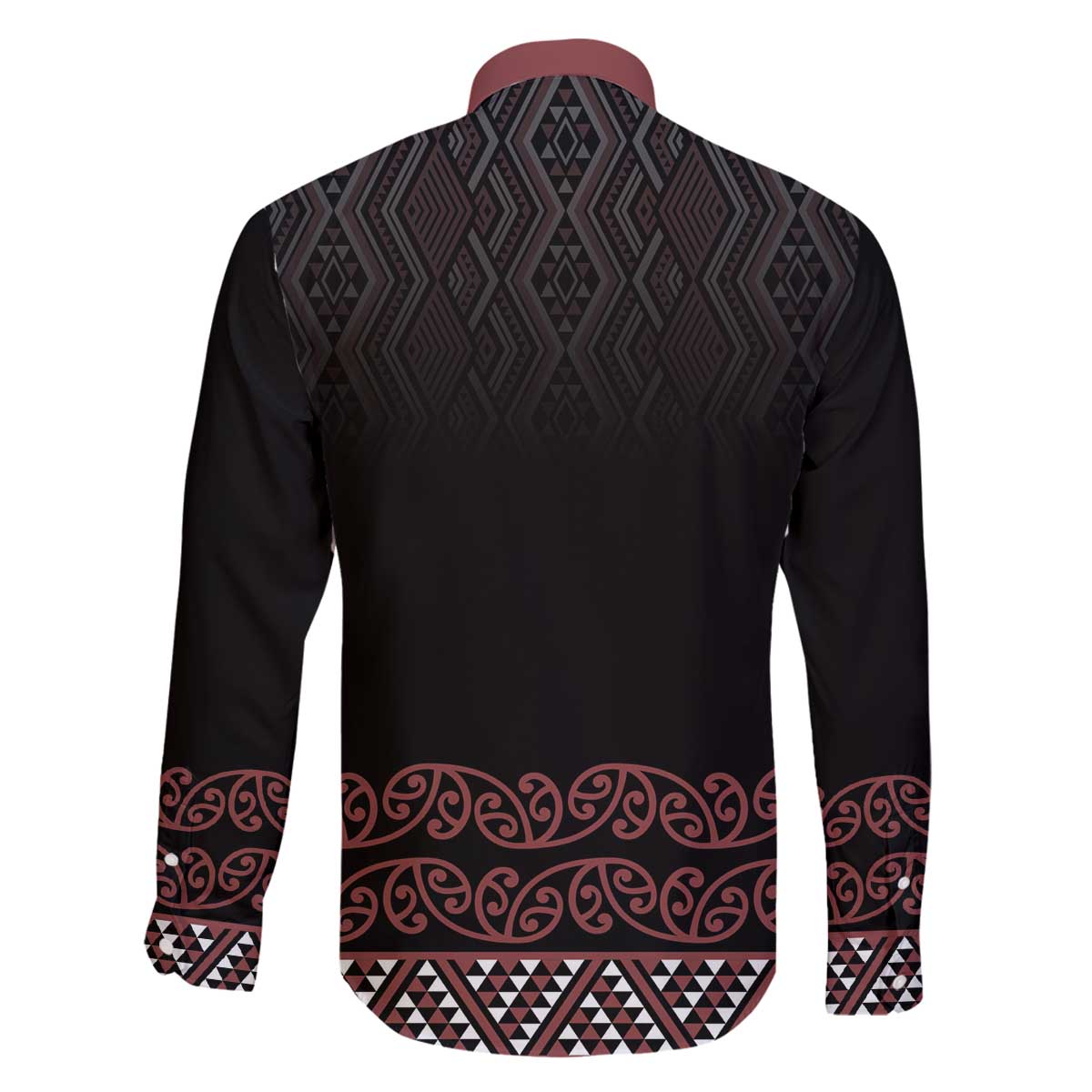 Maori Taniko Patterns Family Matching Off The Shoulder Long Sleeve Dress and Hawaiian Shirt Brown Niho Taniwha Mix Paatiki Motifs LT7 - Polynesian Pride