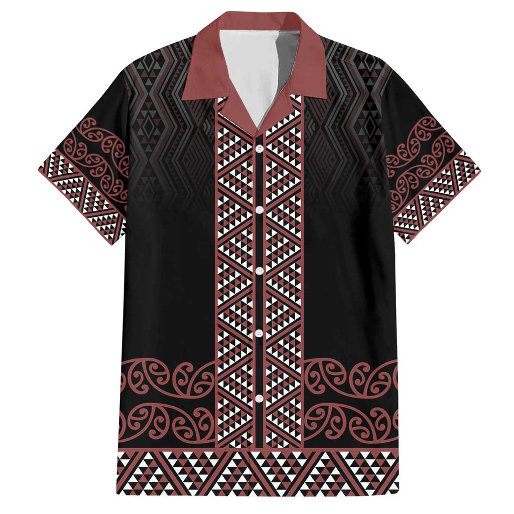 Maori Taniko Patterns Hawaiian Shirt Brown Niho Taniwha Mix Paatiki Motifs