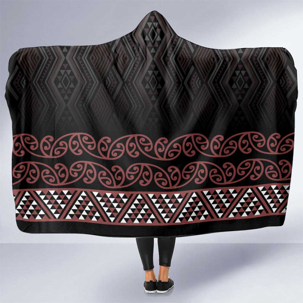 Maori Taniko Patterns Hooded Blanket Brown Niho Taniwha Mix Paatiki Motifs