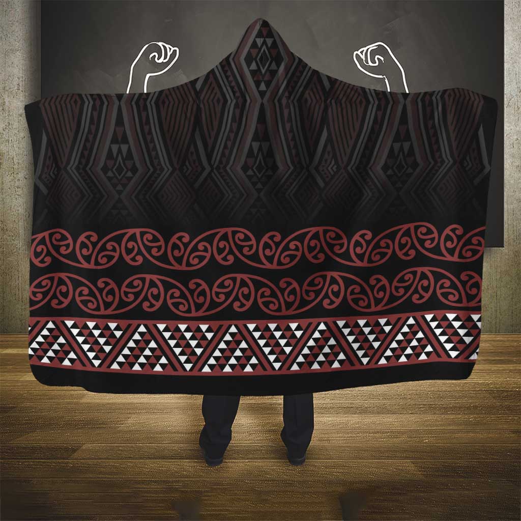 Maori Taniko Patterns Hooded Blanket Brown Niho Taniwha Mix Paatiki Motifs