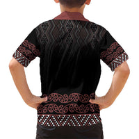Maori Taniko Patterns Kid Hawaiian Shirt Brown Niho Taniwha Mix Paatiki Motifs