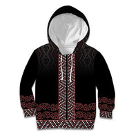 Maori Taniko Patterns Kid Hoodie Brown Niho Taniwha Mix Paatiki Motifs