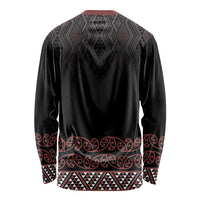 Maori Taniko Patterns Long Sleeve Shirt Brown Niho Taniwha Mix Paatiki Motifs