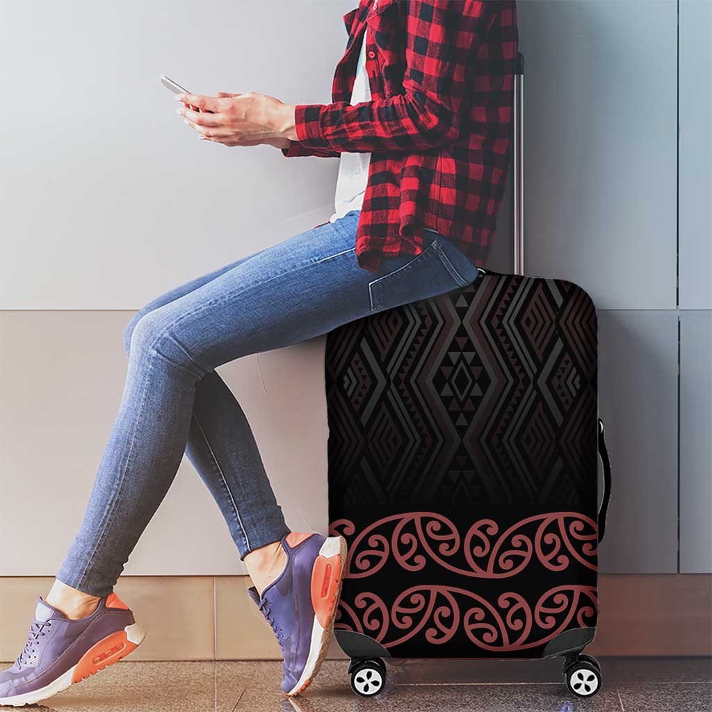 Maori Taniko Patterns Luggage Cover Brown Niho Taniwha Mix Paatiki Motifs LT7 - Polynesian Pride