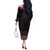 Maori Taniko Patterns Off The Shoulder Long Sleeve Dress Brown Niho Taniwha Mix Paatiki Motifs