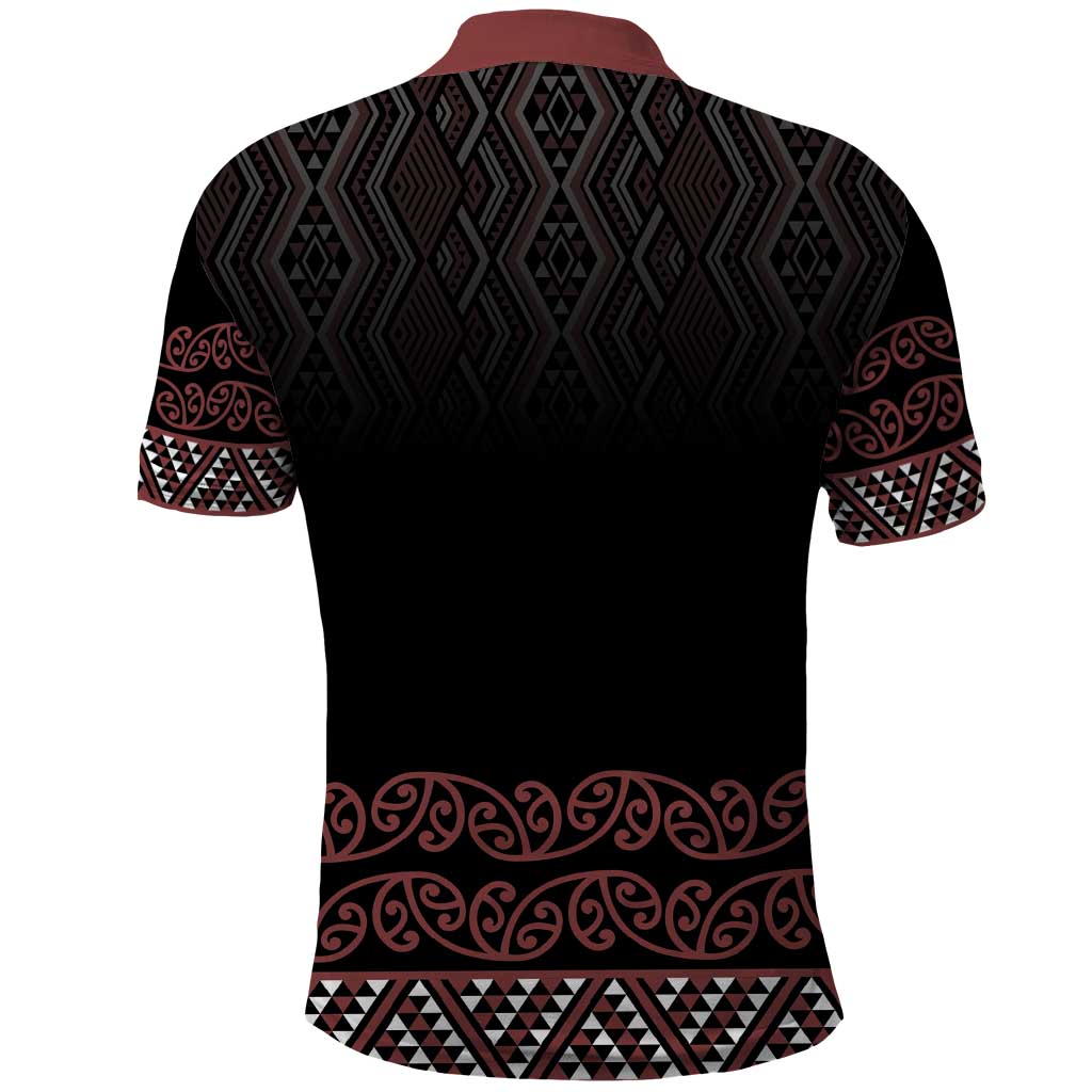 Maori Taniko Patterns Polo Shirt Brown Niho Taniwha Mix Paatiki Motifs