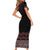 Maori Taniko Patterns Short Sleeve Bodycon Dress Brown Niho Taniwha Mix Paatiki Motifs