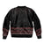 Maori Taniko Patterns Sleeve Zip Bomber Jacket Brown Niho Taniwha Mix Paatiki Motifs
