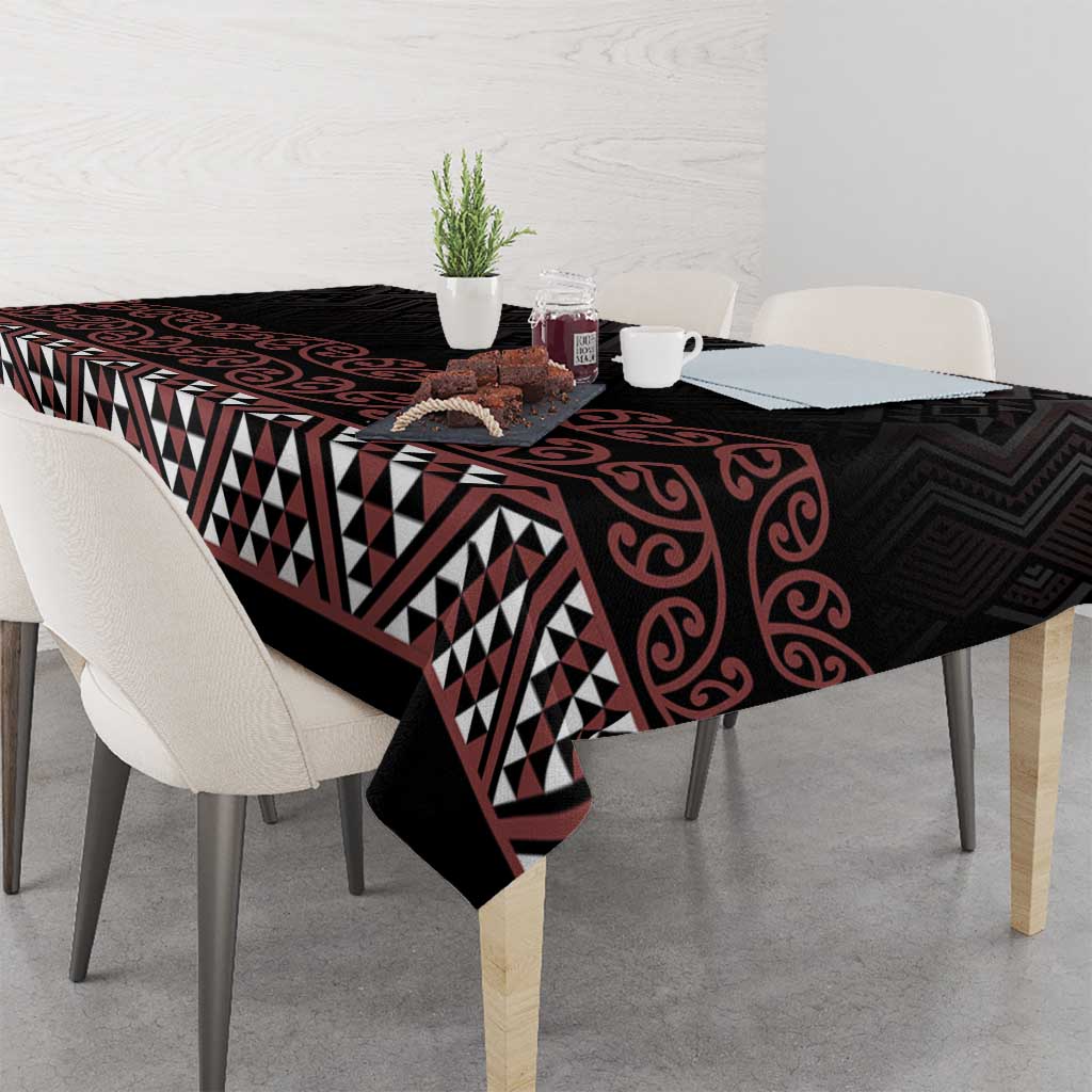Maori Taniko Patterns Tablecloth Brown Niho Taniwha Mix Paatiki Motifs