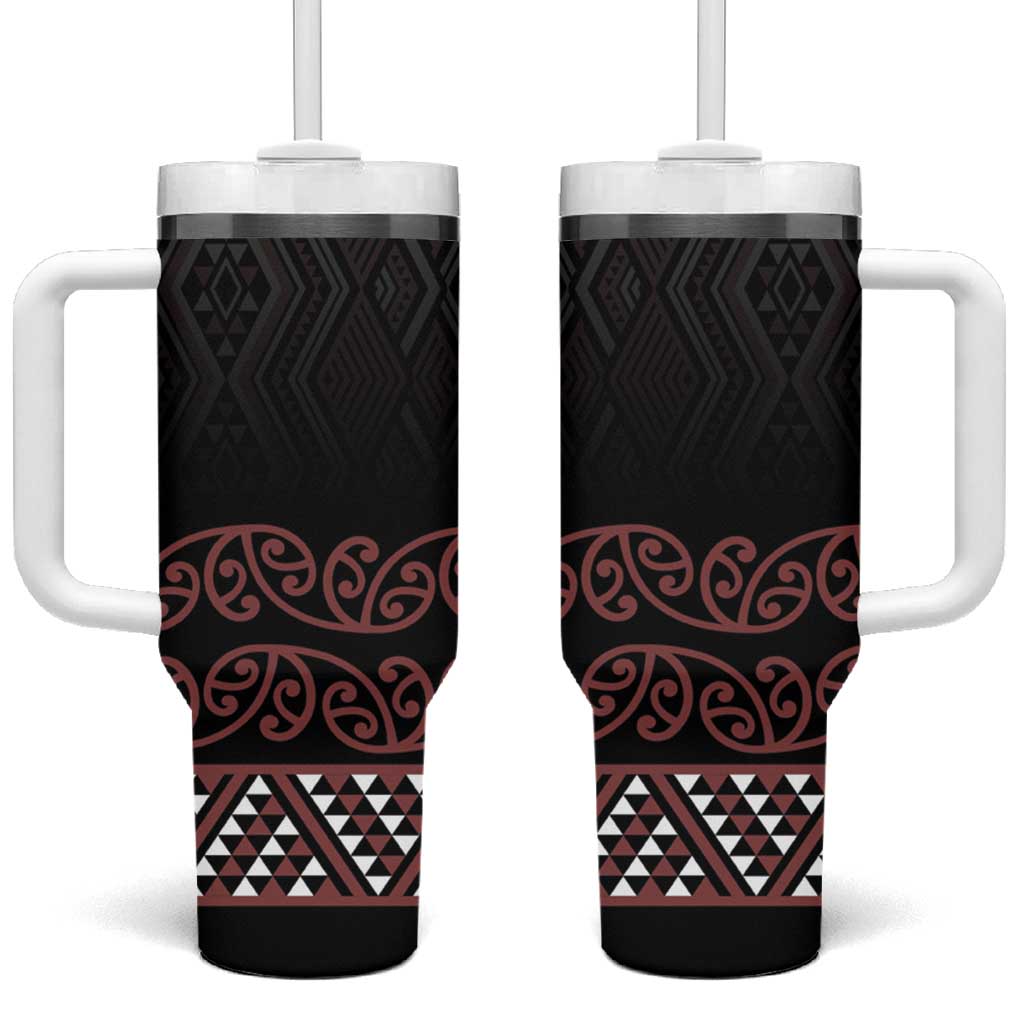 Maori Taniko Patterns Tumbler With Handle Brown Niho Taniwha Mix Paatiki Motifs