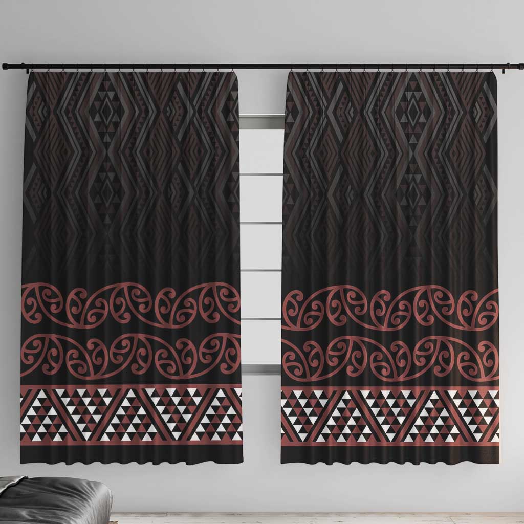 Maori Taniko Patterns Window Curtain Brown Niho Taniwha Mix Paatiki Motifs