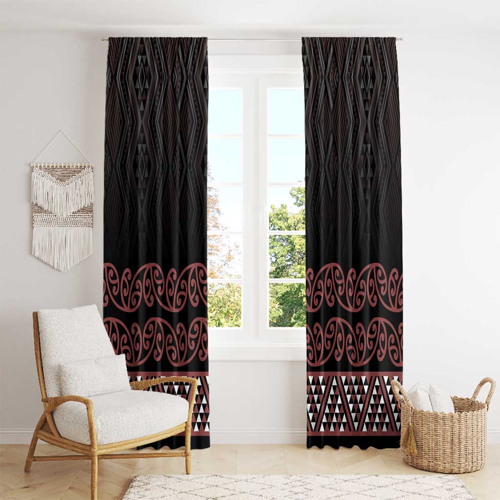 Maori Taniko Patterns Window Curtain Brown Niho Taniwha Mix Paatiki Motifs