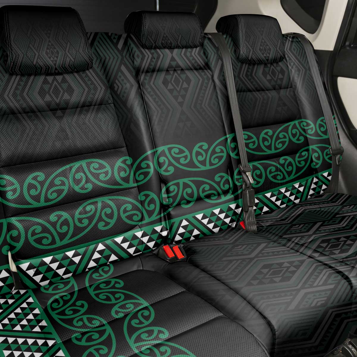 Maori Taniko Patterns Back Car Seat Cover Pounamu Niho Taniwha Mix Paatiki Motifs