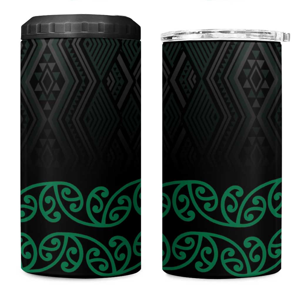 Maori Taniko Patterns 4 in 1 Can Cooler Tumbler Pounamu Niho Taniwha Mix Paatiki Motifs