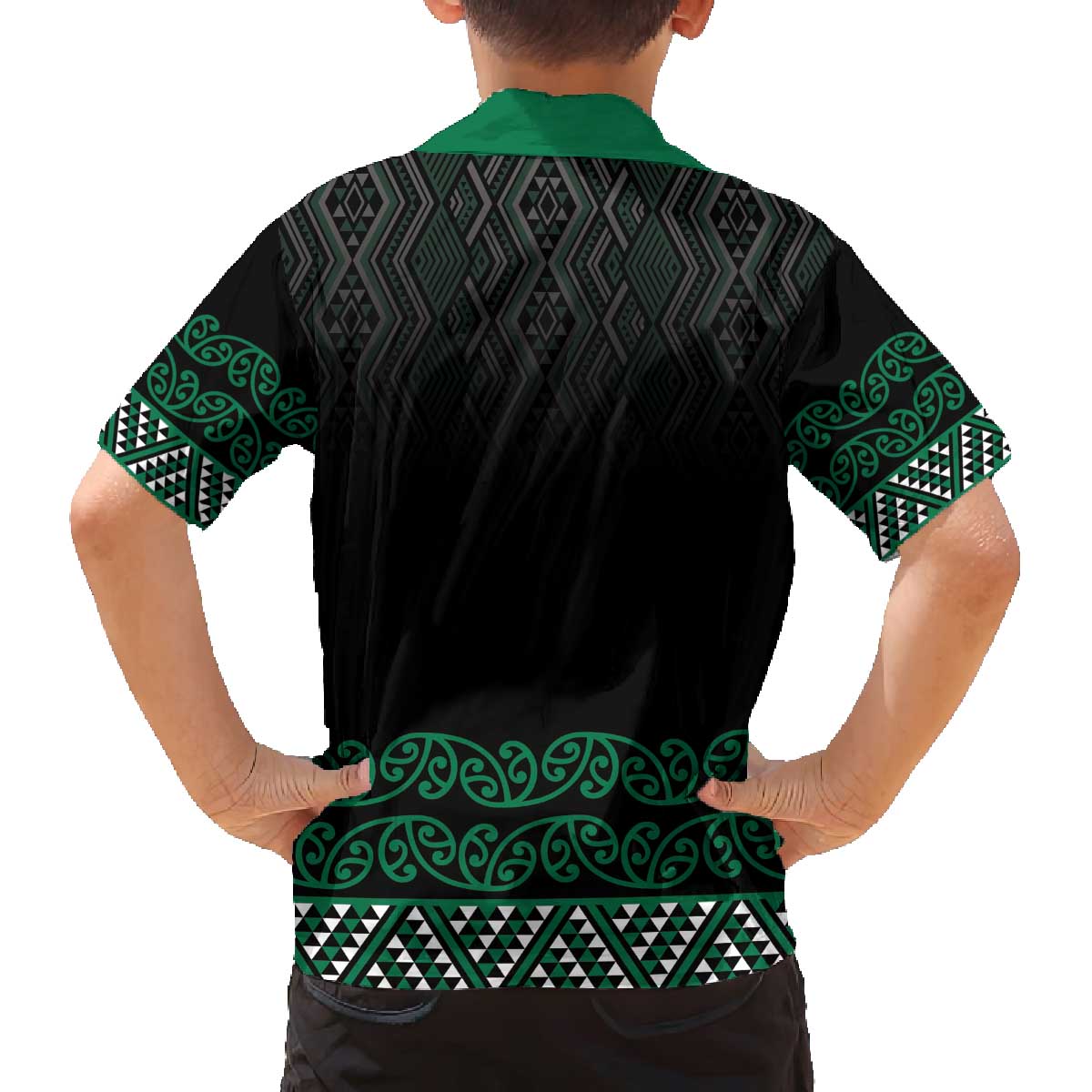 Maori Taniko Patterns Family Matching Off The Shoulder Long Sleeve Dress and Hawaiian Shirt Pounamu Niho Taniwha Mix Paatiki Motifs LT7 - Polynesian Pride