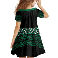 Maori Taniko Patterns Family Matching Off The Shoulder Long Sleeve Dress and Hawaiian Shirt Pounamu Niho Taniwha Mix Paatiki Motifs LT7 - Polynesian Pride