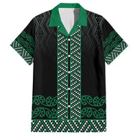 Maori Taniko Patterns Family Matching Puletasi and Hawaiian Shirt Pounamu Niho Taniwha Mix Paatiki Motifs LT7 Dad's Shirt - Short Sleeve Green - Polynesian Pride