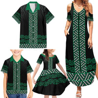 Maori Taniko Patterns Family Matching Summer Maxi Dress and Hawaiian Shirt Pounamu Niho Taniwha Mix Paatiki Motifs
