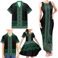 Maori Taniko Patterns Family Matching Tank Maxi Dress and Hawaiian Shirt Pounamu Niho Taniwha Mix Paatiki Motifs