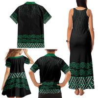 Maori Taniko Patterns Family Matching Tank Maxi Dress and Hawaiian Shirt Pounamu Niho Taniwha Mix Paatiki Motifs