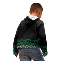 Maori Taniko Patterns Kid Hoodie Pounamu Niho Taniwha Mix Paatiki Motifs