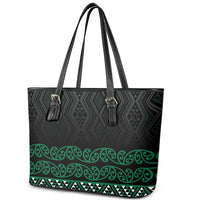 Maori Taniko Patterns Leather Tote Bag Pounamu Niho Taniwha Mix Paatiki Motifs LT7 - Polynesian Pride
