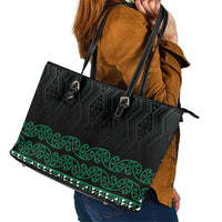 Maori Taniko Patterns Leather Tote Bag Pounamu Niho Taniwha Mix Paatiki Motifs LT7 - Polynesian Pride