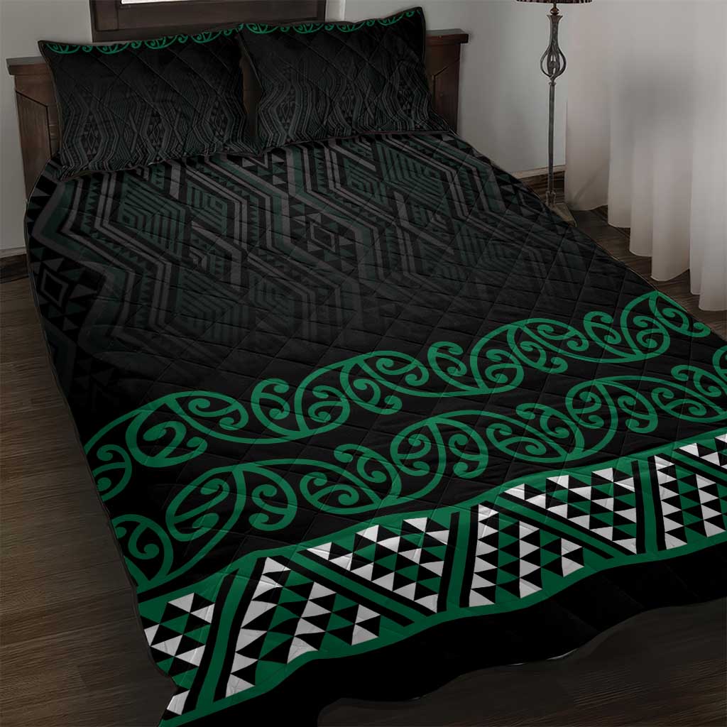 Maori Taniko Patterns Quilt Bed Set Pounamu Niho Taniwha Mix Paatiki Motifs