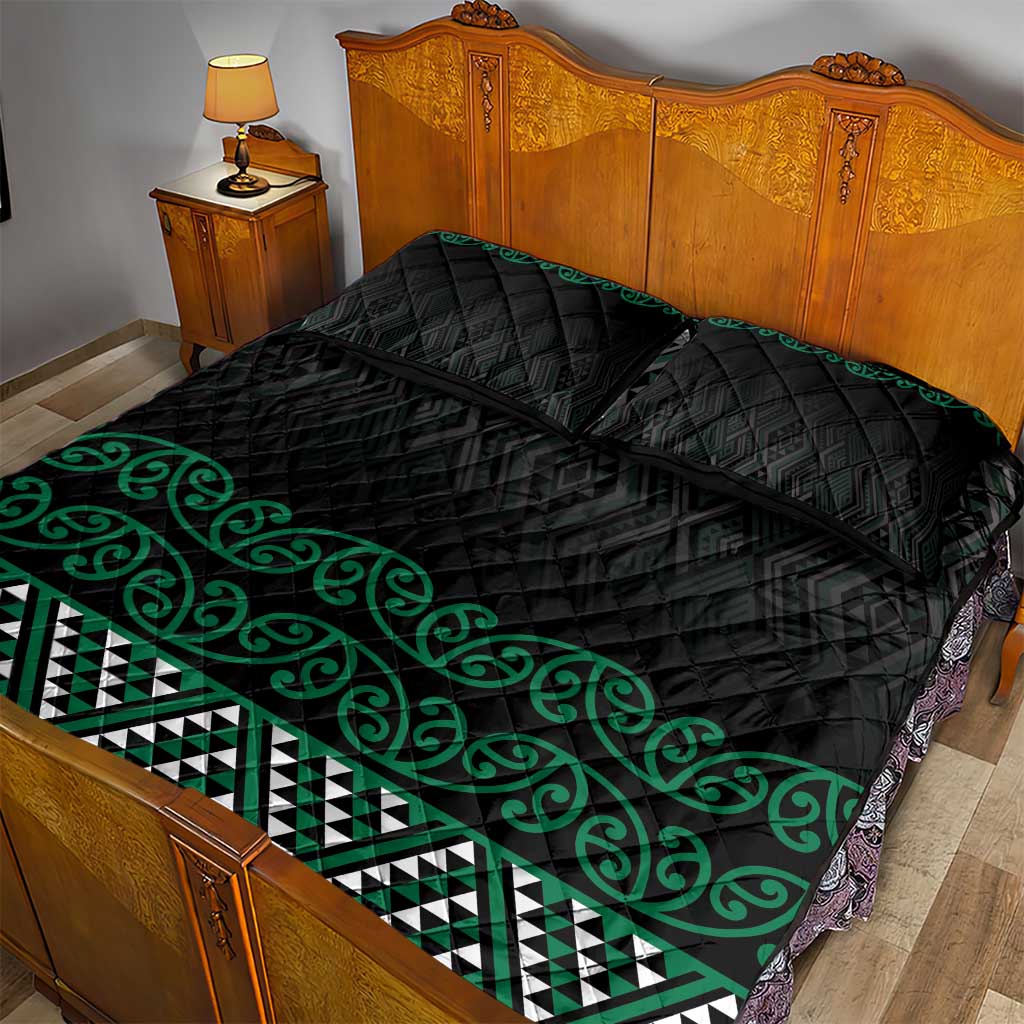 Maori Taniko Patterns Quilt Bed Set Pounamu Niho Taniwha Mix Paatiki Motifs