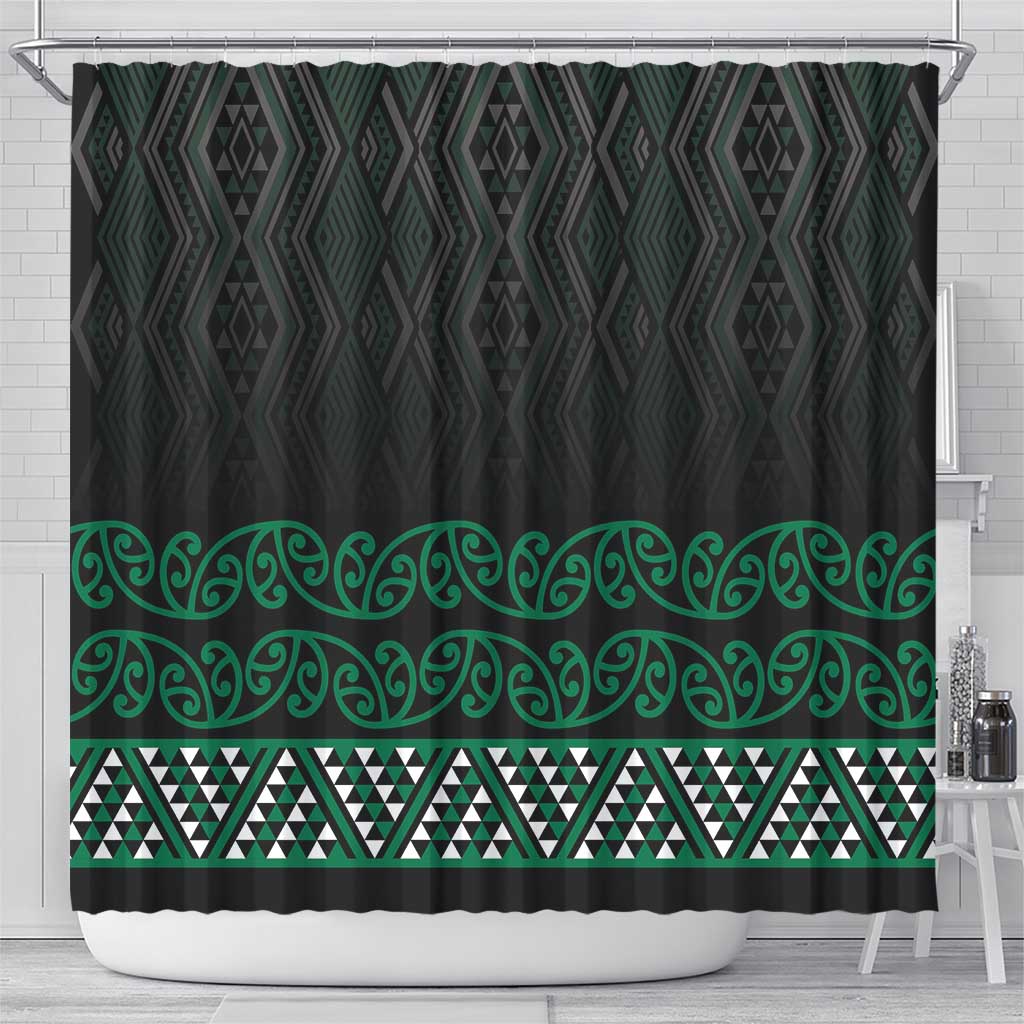 Maori Taniko Patterns Shower Curtain Pounamu Niho Taniwha Mix Paatiki Motifs