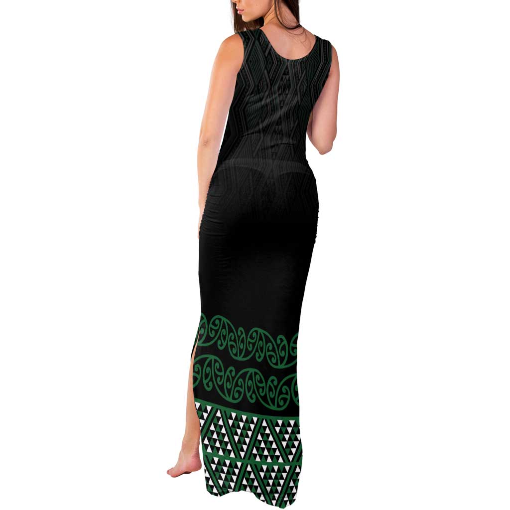 Maori Taniko Patterns Tank Maxi Dress Pounamu Niho Taniwha Mix Paatiki Motifs LT7 - Polynesian Pride