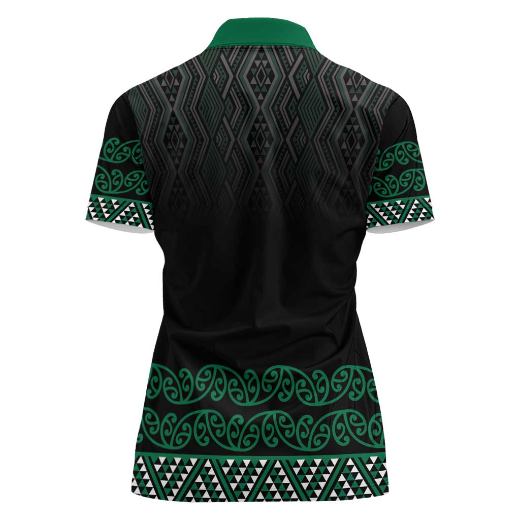 Maori Taniko Patterns Women Polo Shirt Pounamu Niho Taniwha Mix Paatiki Motifs