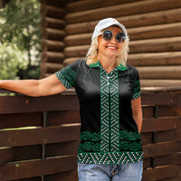 Maori Taniko Patterns Women Polo Shirt Pounamu Niho Taniwha Mix Paatiki Motifs